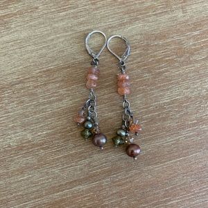 3/$15 coral beaded drop earrings